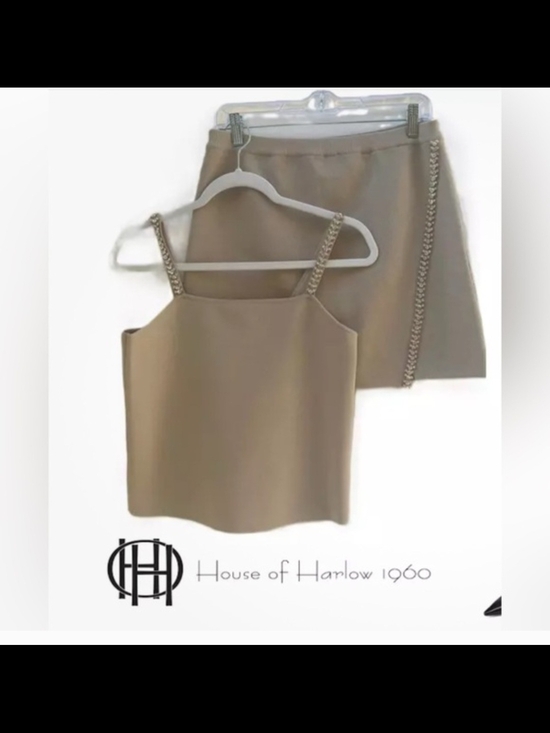 House of Harlow 1960 Other - House of Harlow 1960 Taupe Chain-Trim Tank & Skirt Set